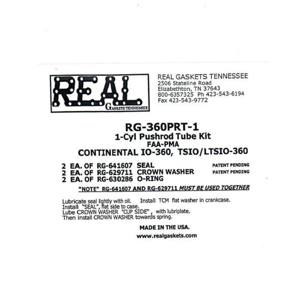 RG-360PRT-1 label and instructions for silicone rubber valve cover gaskets