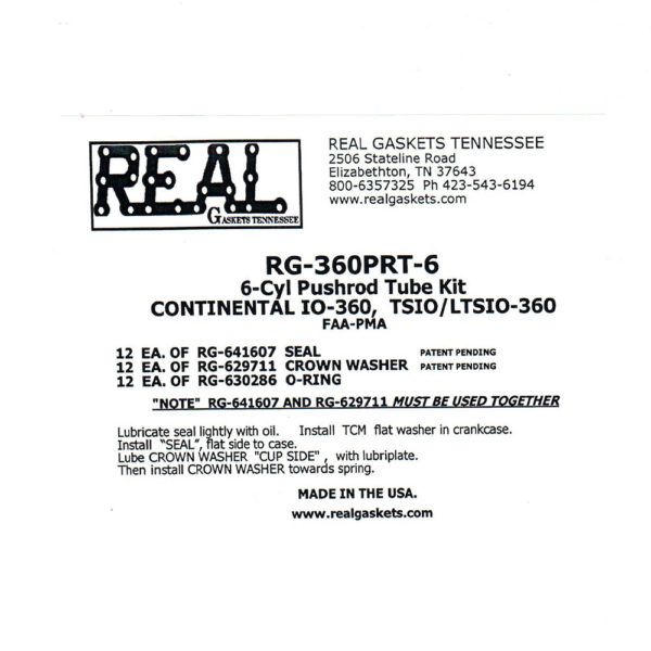 RG-360PRT-6 label and instructions for silicone rubber valve cover gaskets