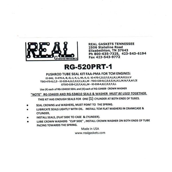 RG-520PRT-1 label and instructions for silicone rubber valve cover gaskets