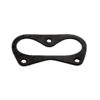 A black rubber gasket that is sitting on the ground.