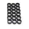 A group of black rubber rings sitting on top of each other.