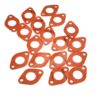 A group of orange gaskets sitting on top of each other.