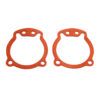A pair of red gaskets for the front wheel.