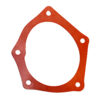 A red rubber gasket is sitting on top of the floor.