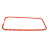 A red gasket is sitting on the floor.