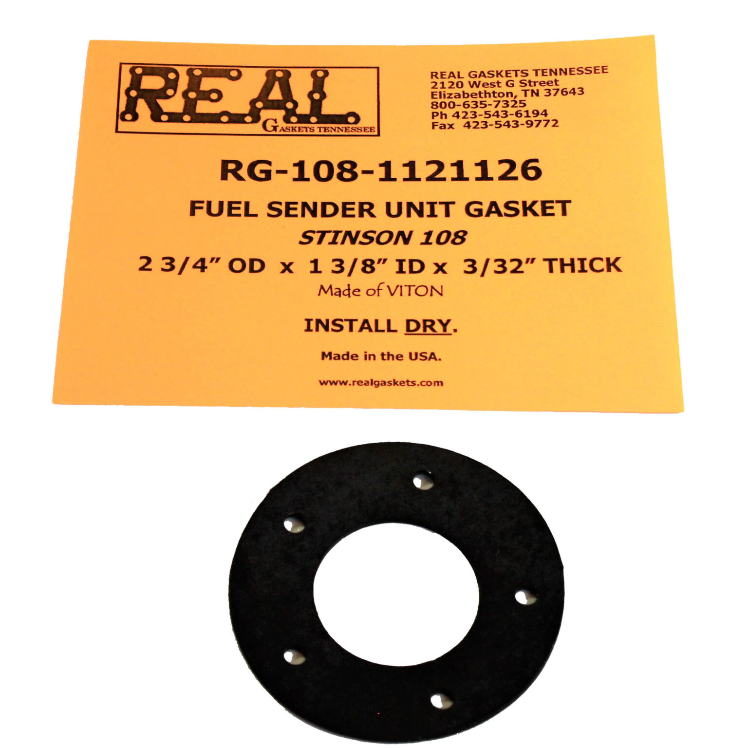 STINSON 108 Fuel Sender Unit Gasket Silicone Gaskets Real Gaskets