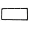 A black rubber gasket is sitting on the floor.