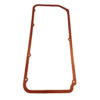 A red gasket is sitting on the floor.
