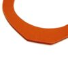 A close up of an orange rubber ring