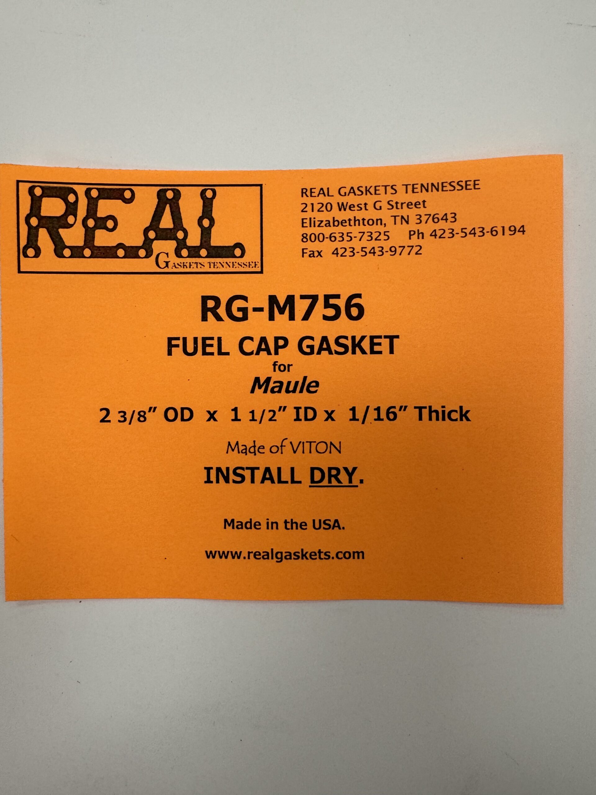 Fuel Cap Gasket - Maule (1/16" Thick) - 2 3/8″ OD x 1 1/2″ ID - Image 2